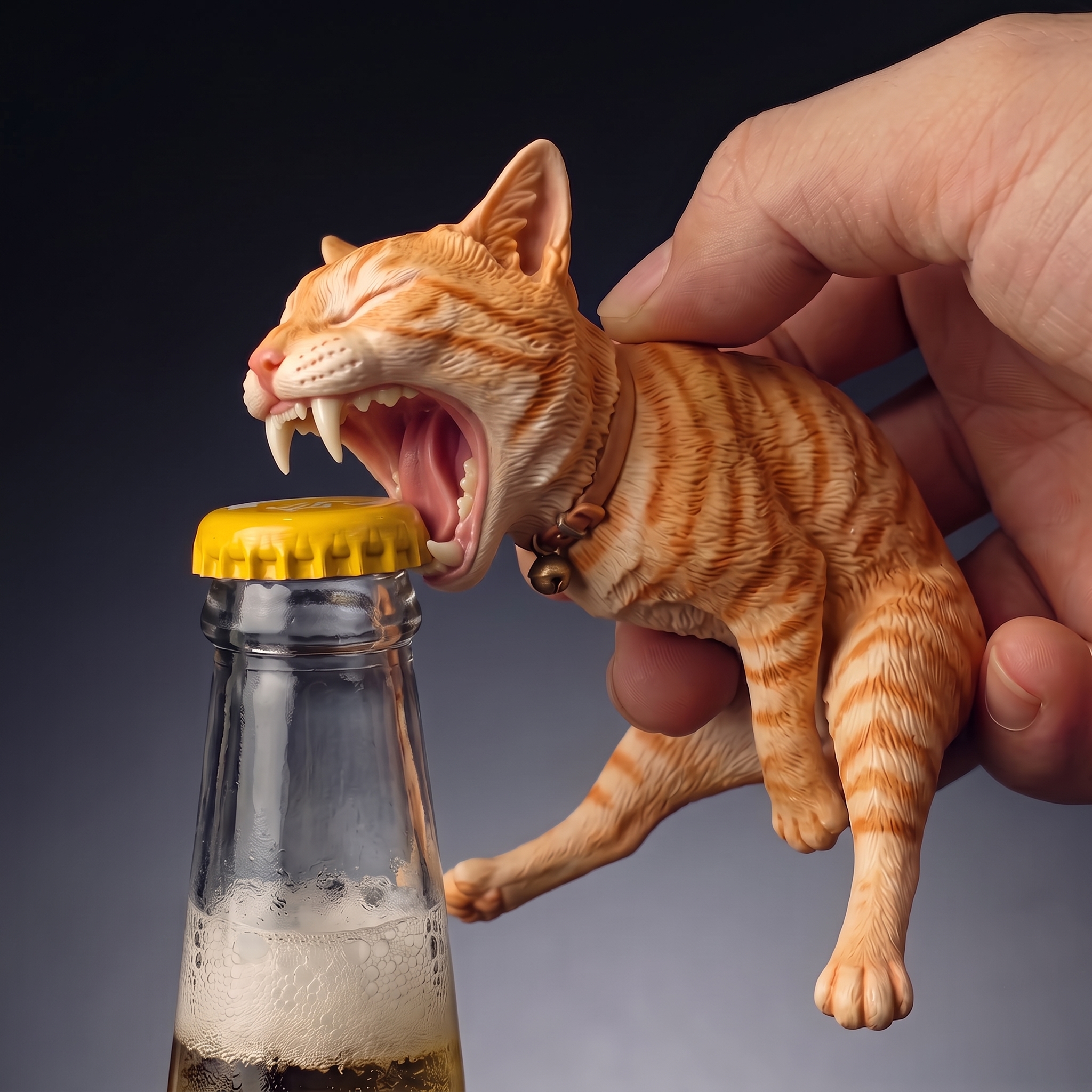 "Big Yawn" Sculpted Tabby Cat Bottle Opener