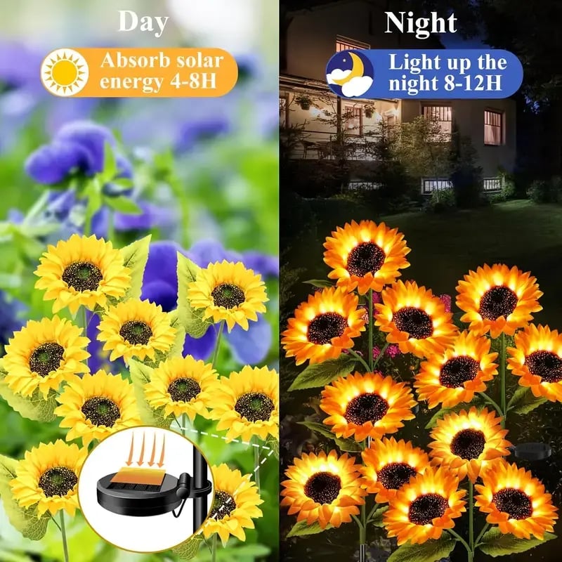 🌻 65K+ SOLD! 2026 UPGRADED Solar Sunflowers🌻Hyper-Realistic Petals, Stunning Shadow Projections & Dusk-to-Dawn Garden Mag