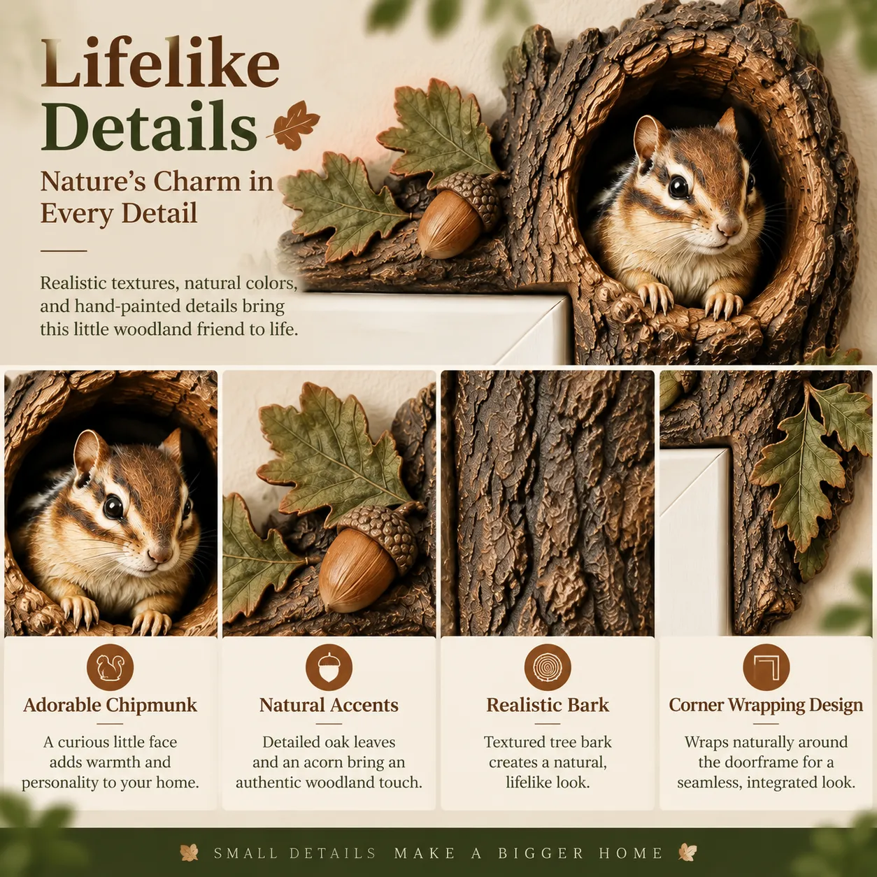 🔥Last Day BUY 2 GET 1 FREE🐿️ 3D Chipmunk Tree Hollow Door Topper | Woodland Animal Doorway Decor For Cozy Nature Homes