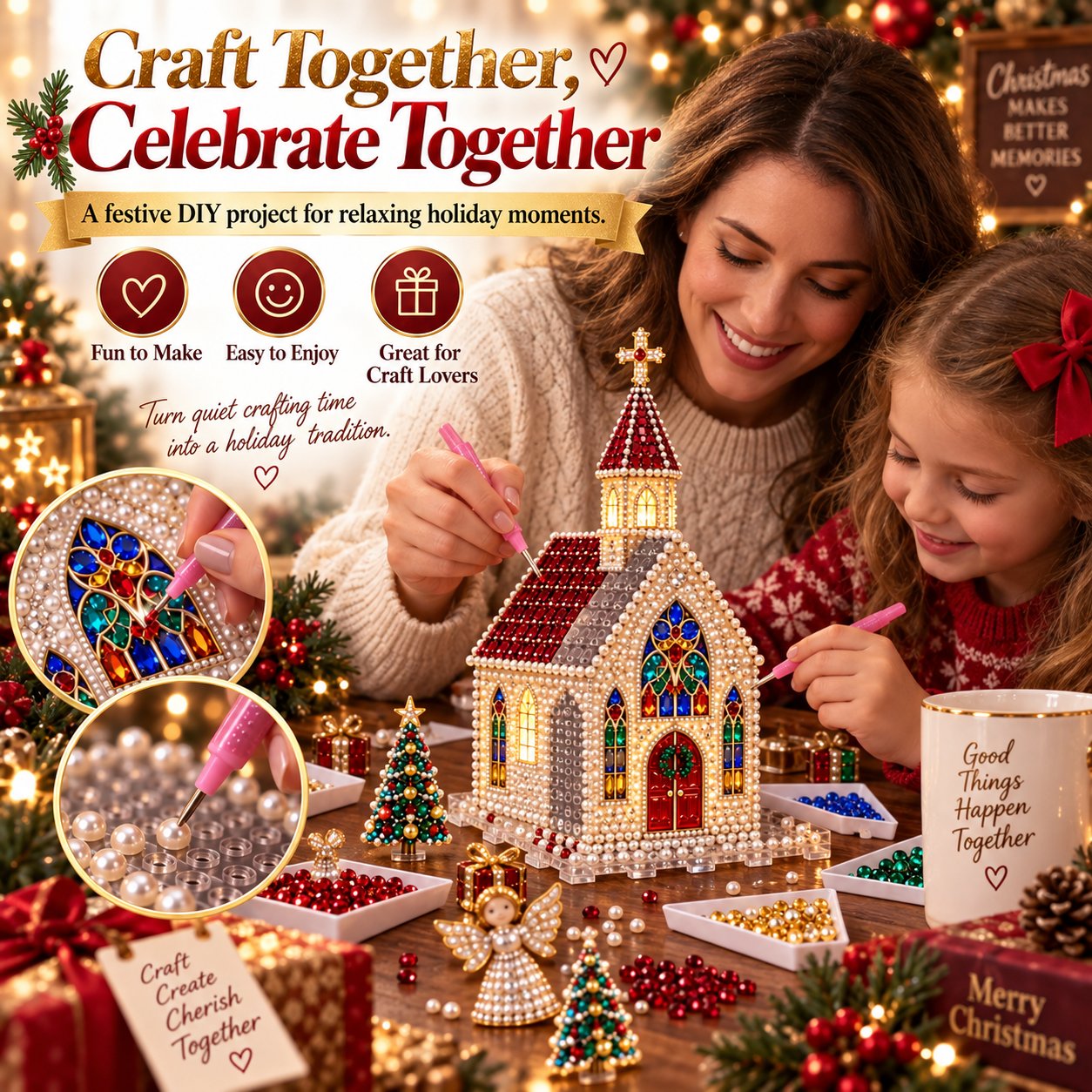 Last Day 70% OFF –✨🔥 Sparkling Christmas Church DIY Gem Art Kit