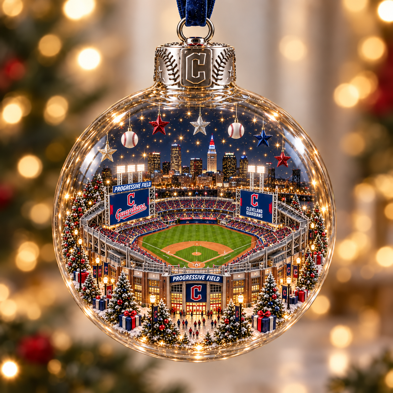 ⚾🎄 Light-Up Baseball Stadium Christmas Ornament