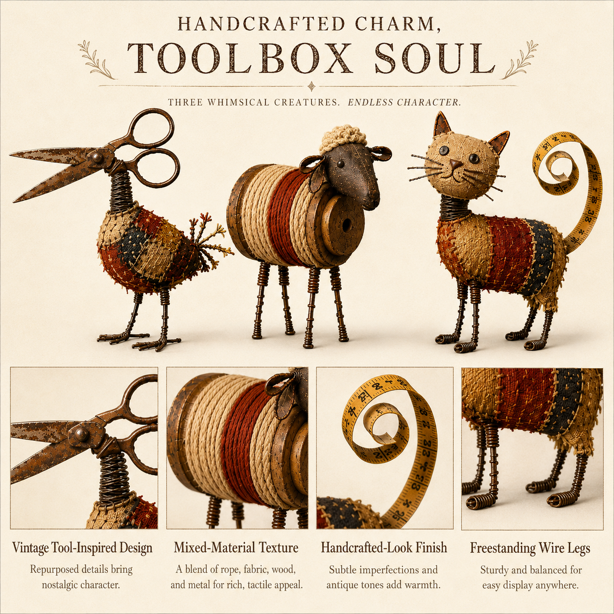 Vintage Tool Animal Folk Art Sculpture Collection