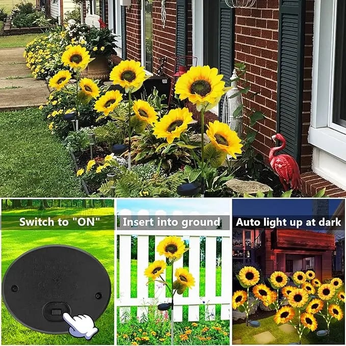 🌻 65K+ SOLD! 2026 UPGRADED Solar Sunflowers🌻Hyper-Realistic Petals, Stunning Shadow Projections & Dusk-to-Dawn Garden Mag
