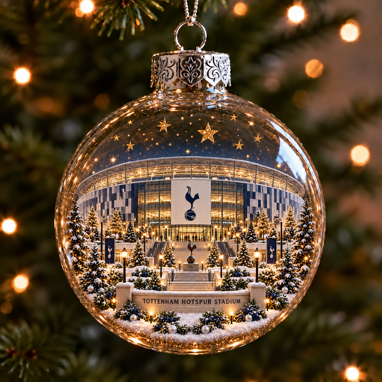 ⚽🎄 Light-Up Football Stadium Christmas Ornament