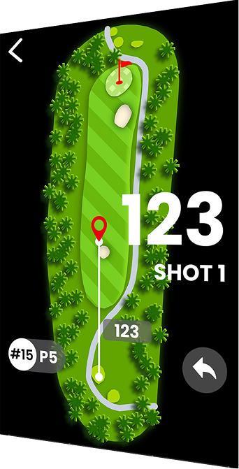 The Screen of Mileseey GeneSonic Pro Golf GPS Speaker Presenting the Shot Track of the Course