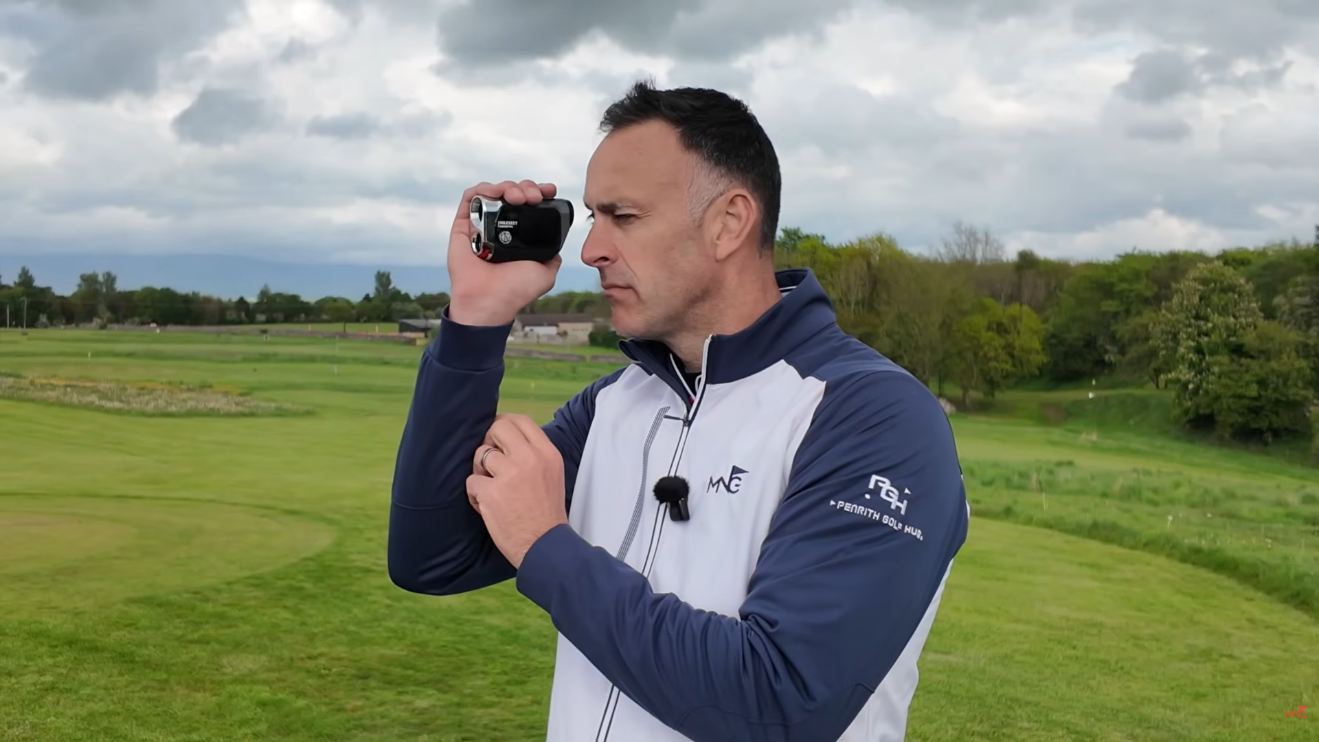 Golfer Testing Mileseey GenePro G1 Rangefinder on Course