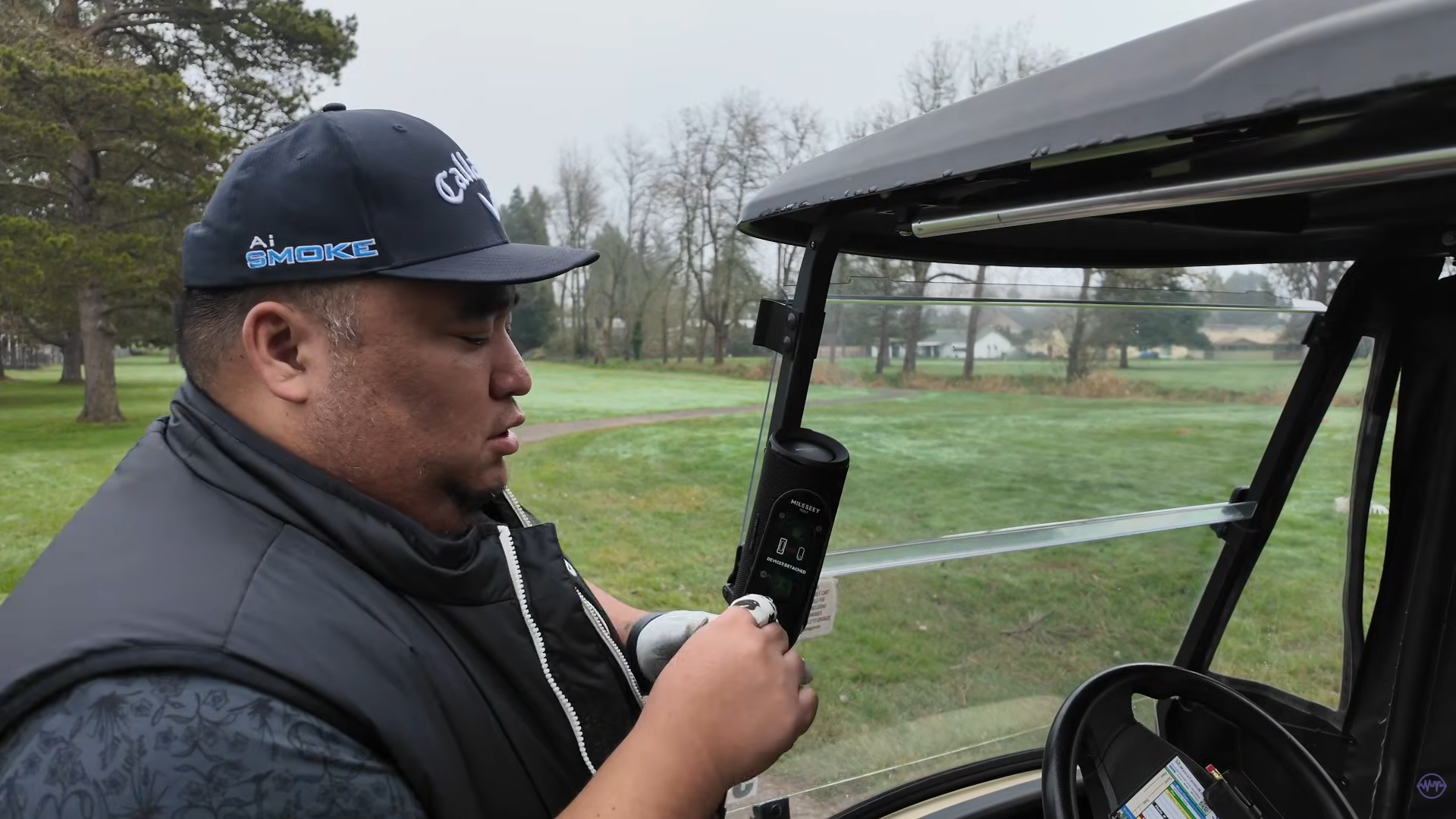 A Golfer Experiencing Relaxing Golf ASMR Using Mileseey GeneSonic Pro Device
