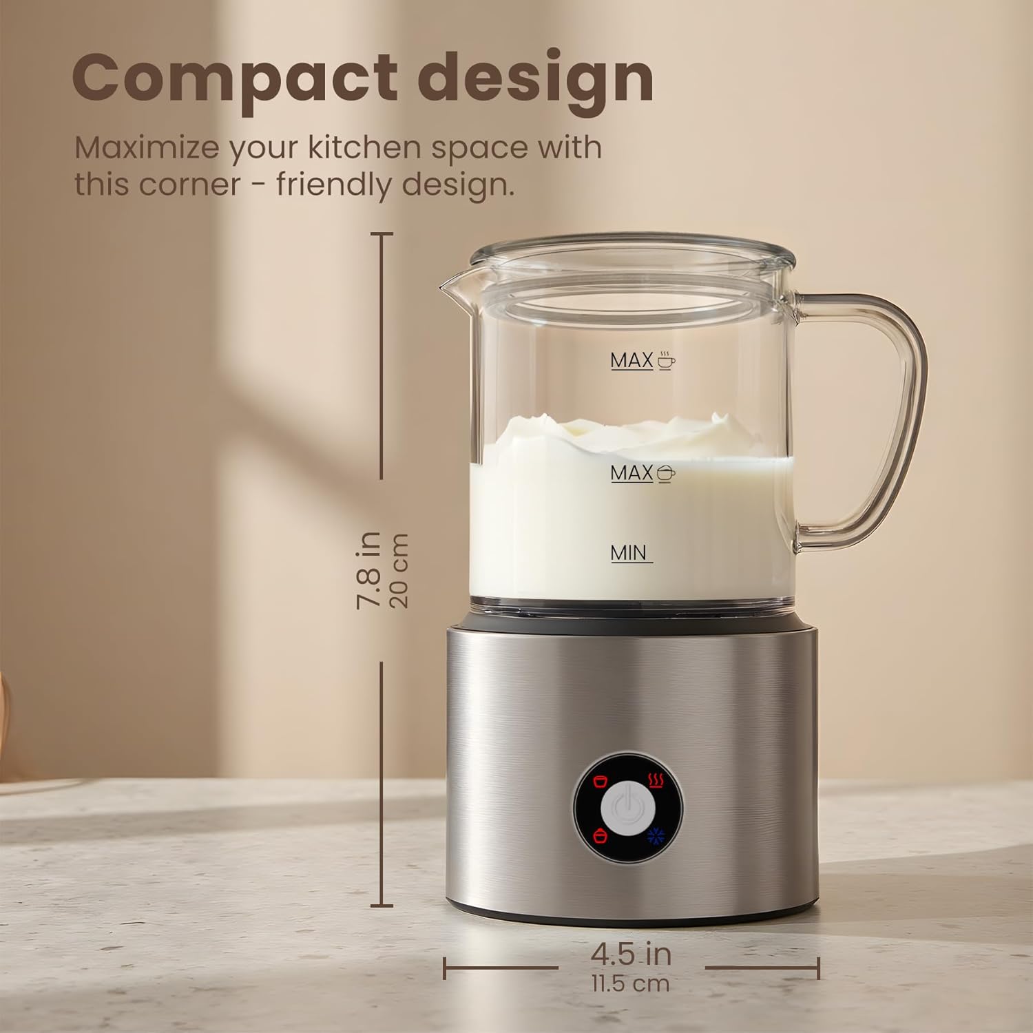 Trilamdyno Detachable Glass Jug Milk Frother