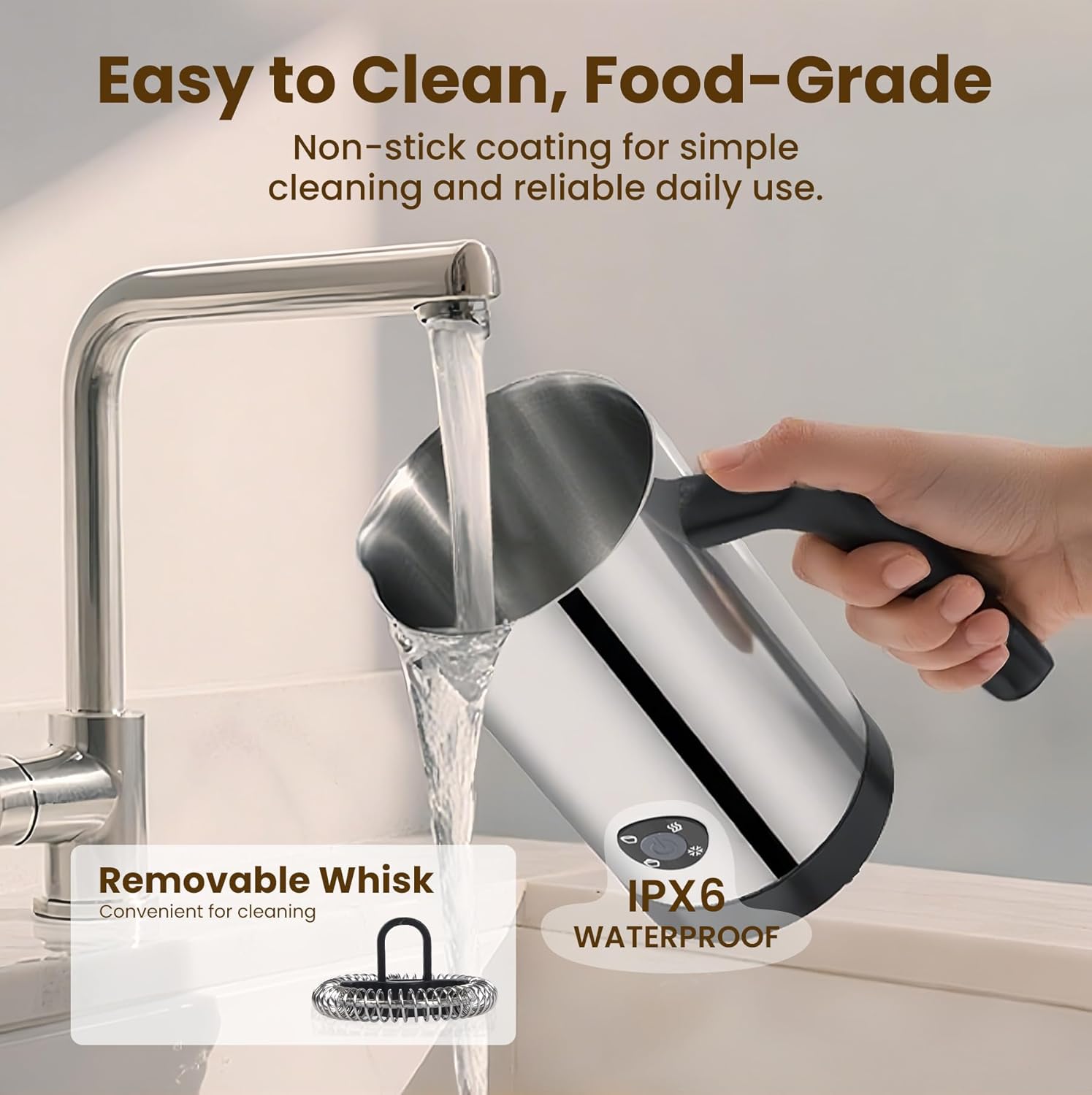 Trilamdyno Mirror Stainless Steel, Milk Frother and Steamer