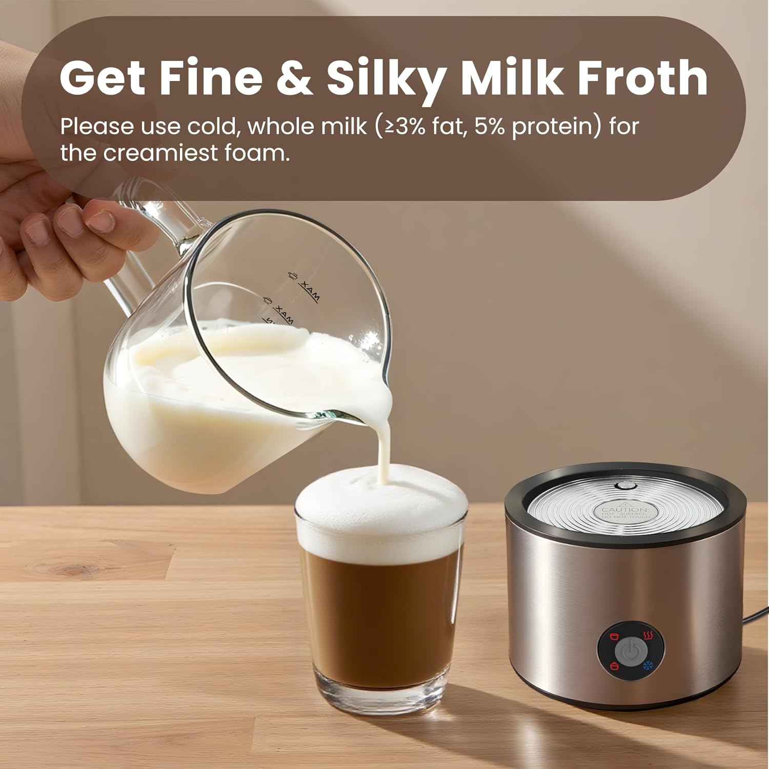 Trilamdyno Detachable Glass Jug Milk Frother