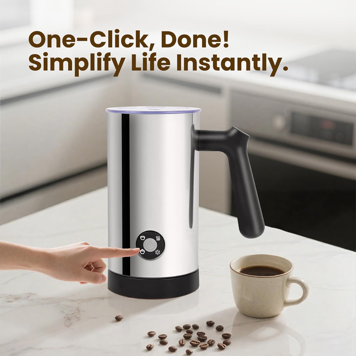 Trilamdyno Mirror Stainless Steel, Milk Frother and Steamer