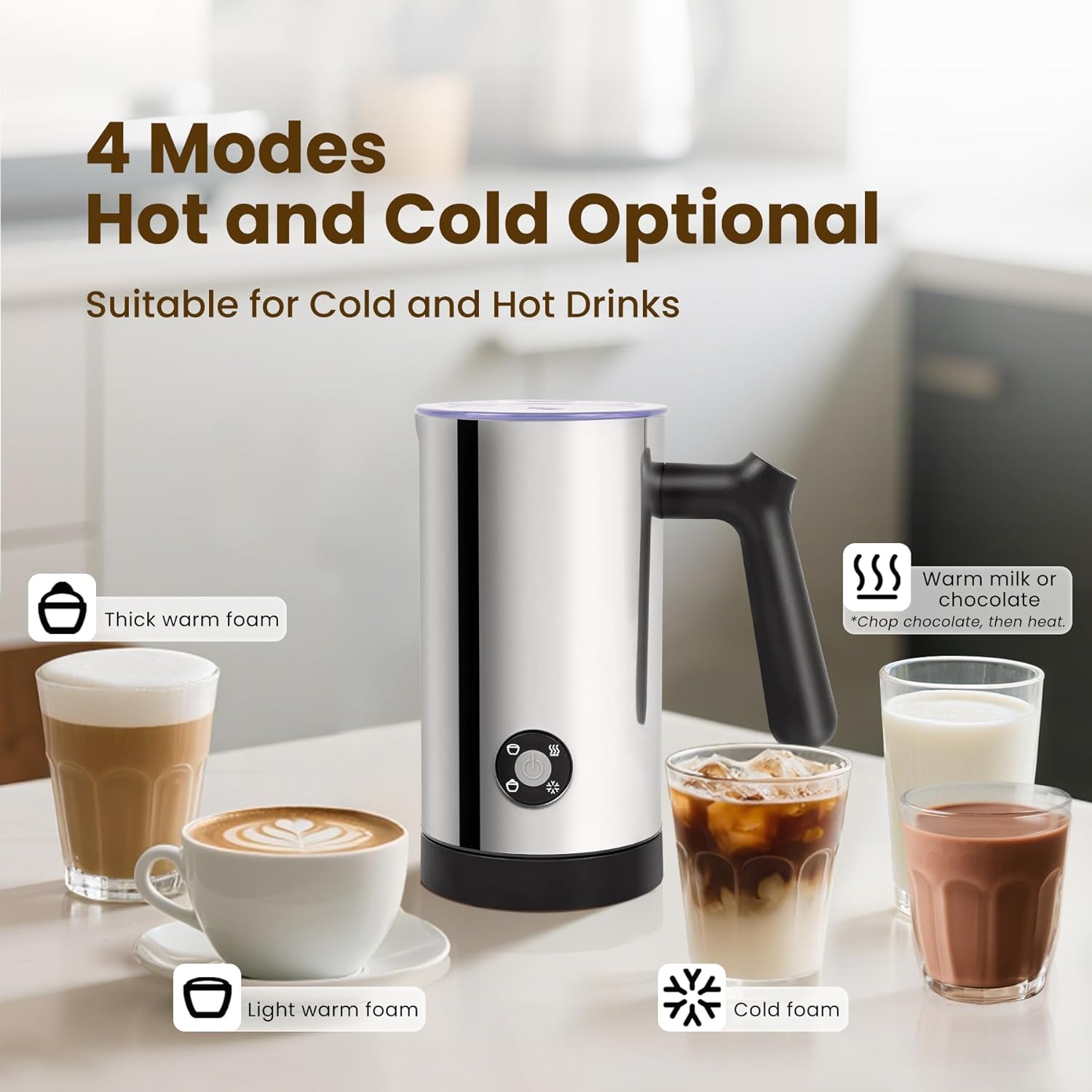 Trilamdyno Mirror Stainless Steel, Milk Frother and Steamer