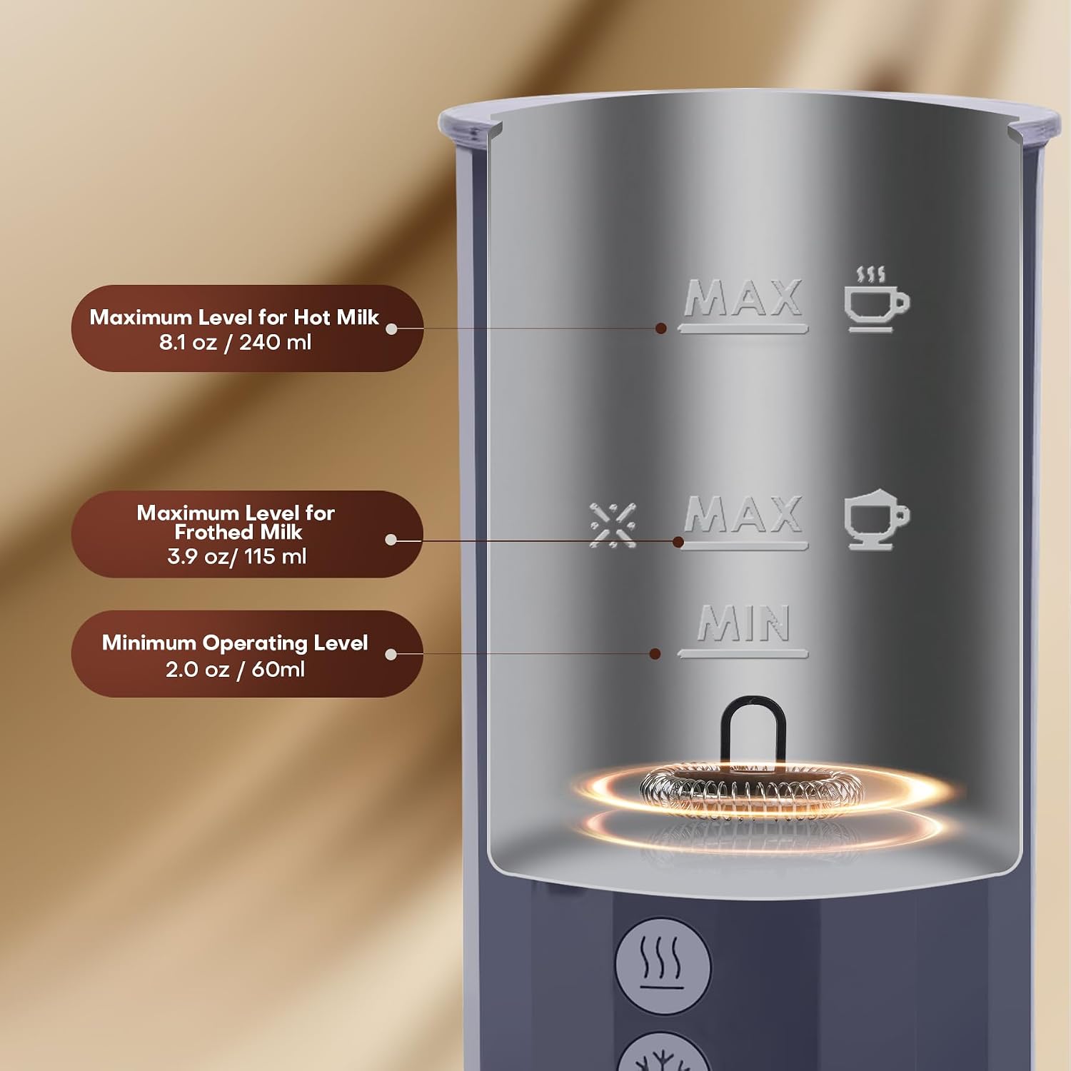 Trilamdyno Electric Milk Frother and Steamer, Roman Column, Blue