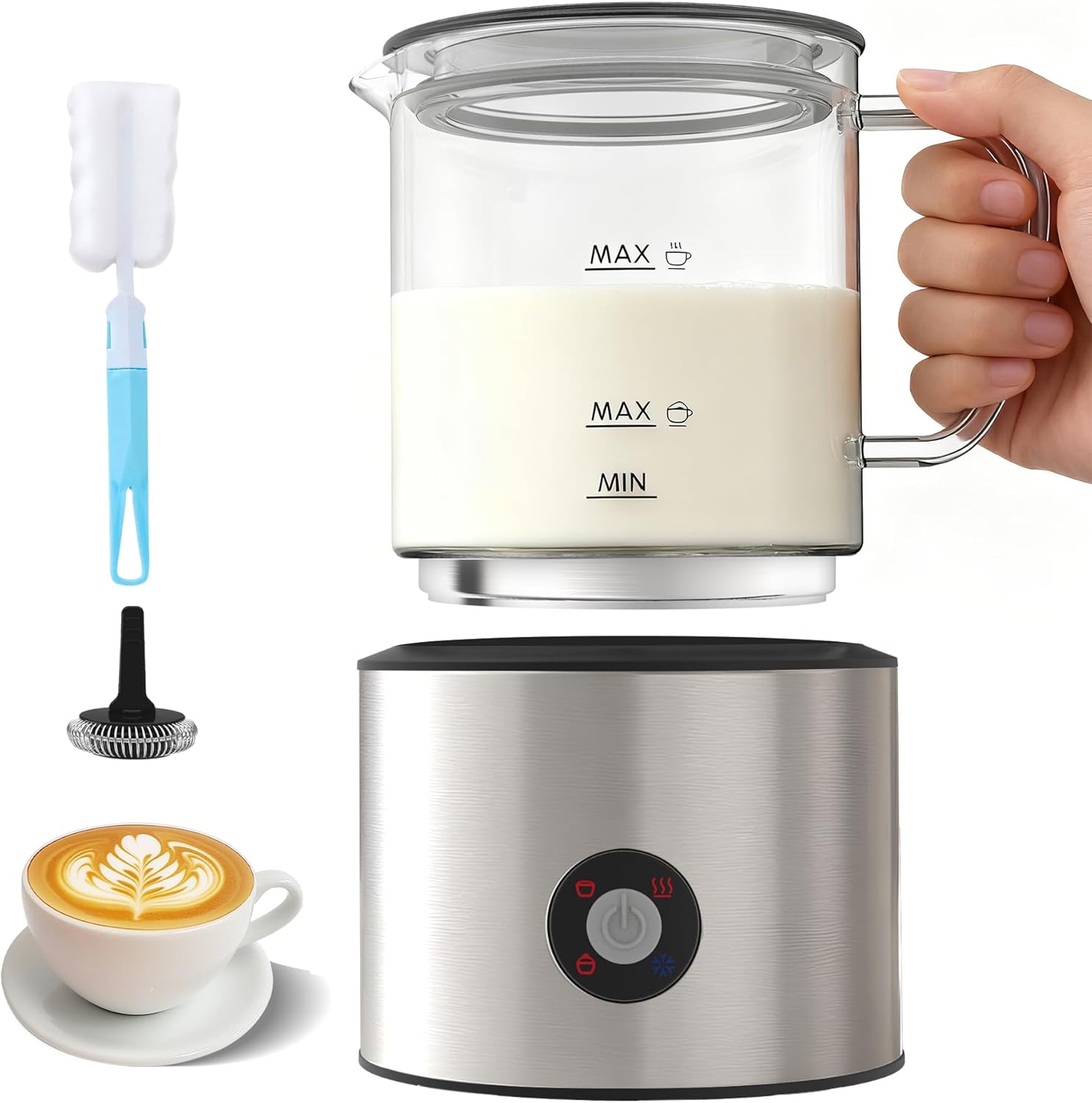 Trilamdyno Detachable Glass Jug Milk Frother