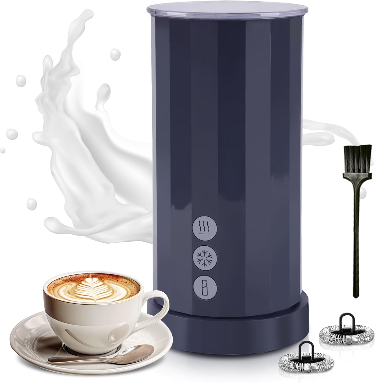 Trilamdyno Electric Milk Frother and Steamer, Roman Column, Blue