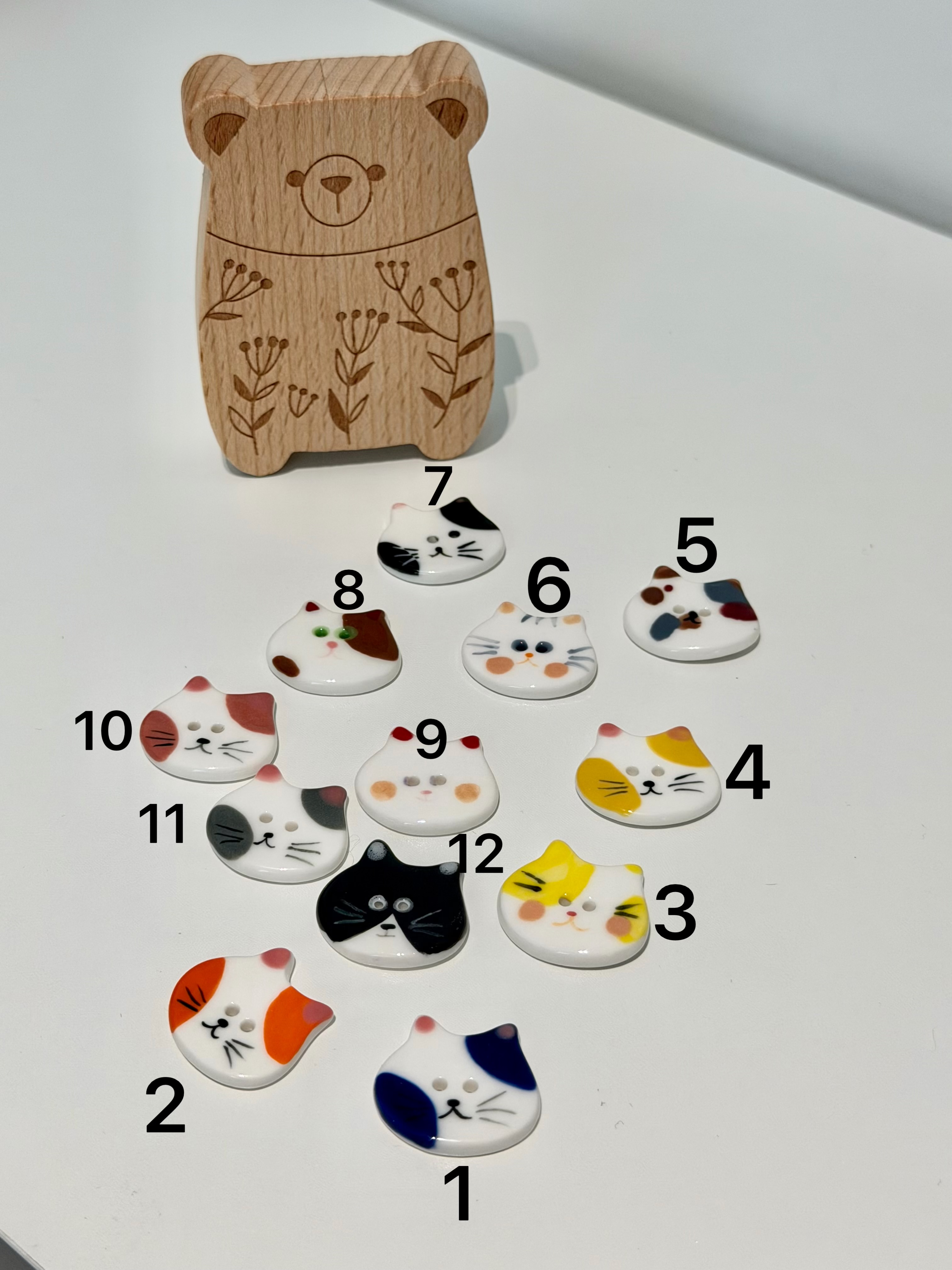 Hand Painted Cat Shaped Ceramic Buttons, Cute Kitten Decorative Buttons for Knitting, Crochet, Garment & DIY Craft