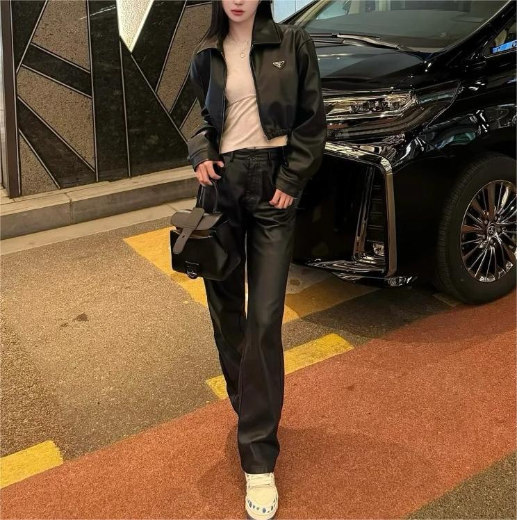 PRAD sheepskin wide version short baseball jacket