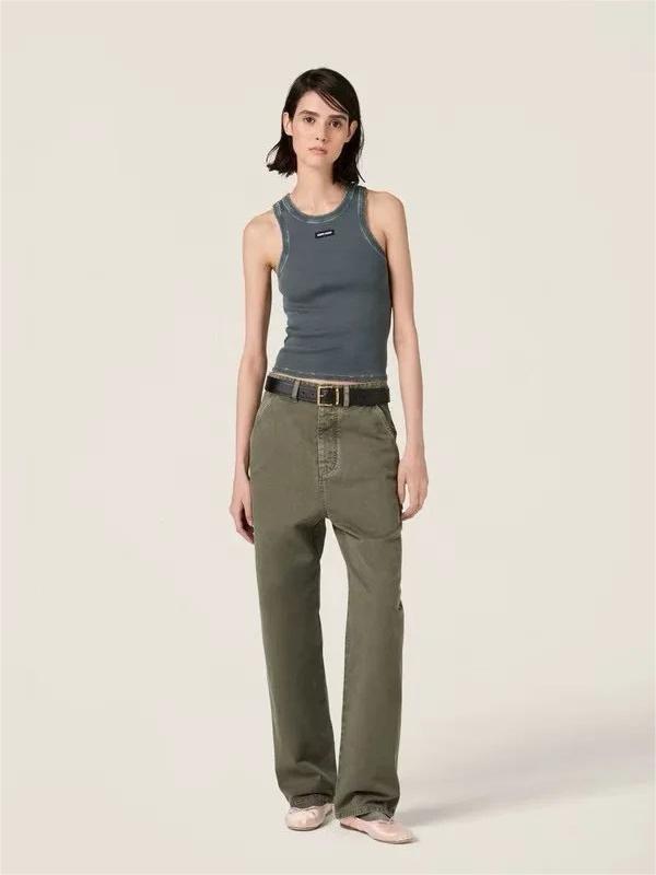 MIU25SS logo knit sleeveless cotton tank top
