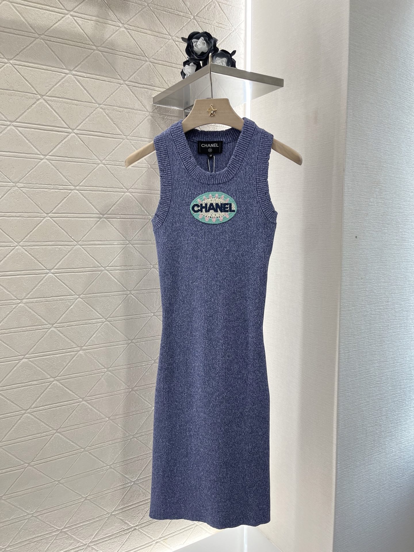 CHANE monogrammed embroidered jersey dress