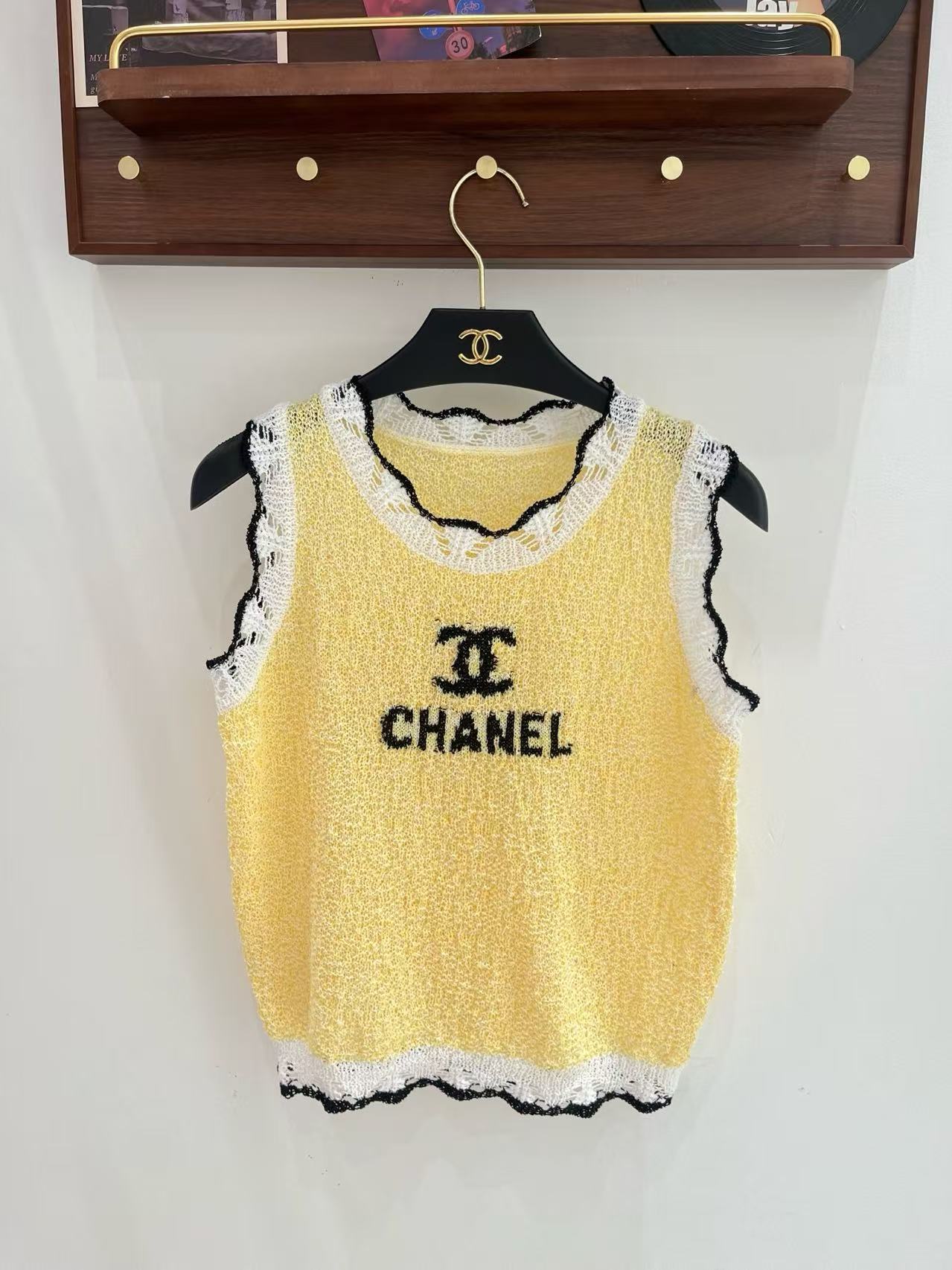 CC Lace-Trim Knit Vest with Embroidered Logo