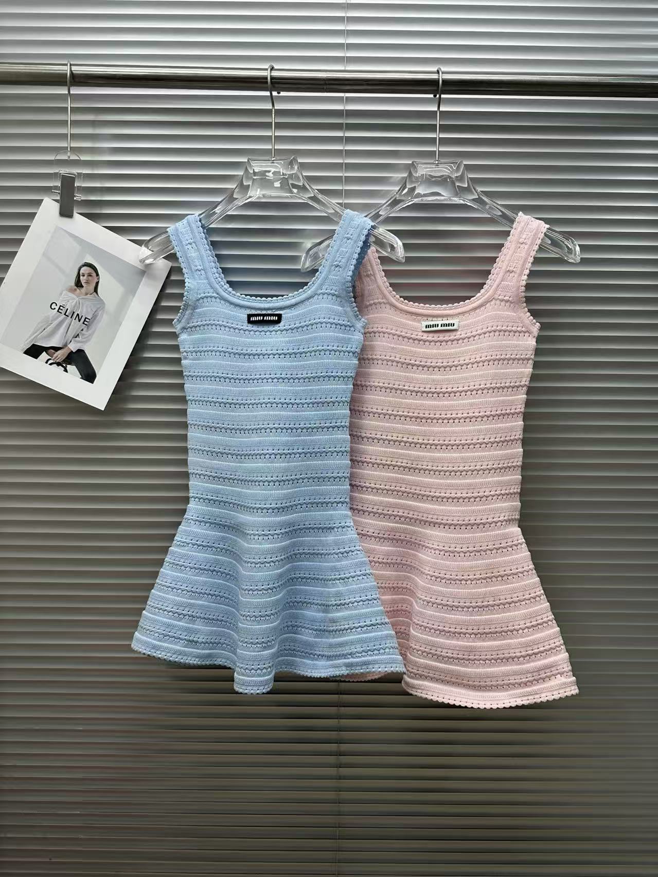MIU Striped Fishtail Knit Tank Dress