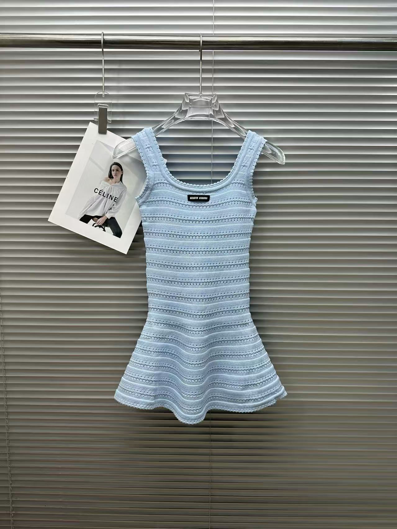 MIU Striped Fishtail Knit Tank Dress