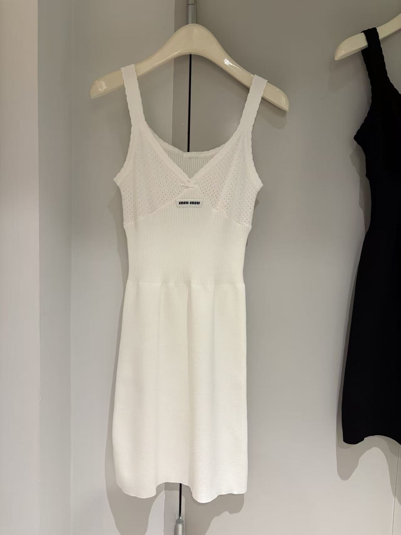 MIU Cutout V-Neck Knit Cami Dress