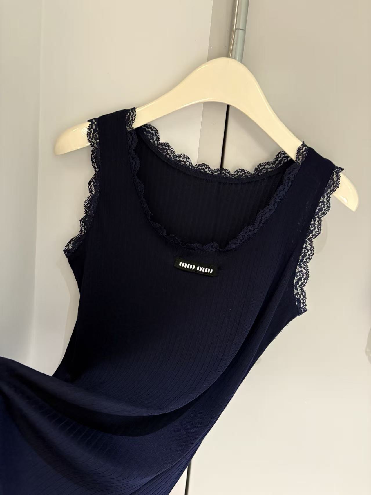 MIU Lace Trim Cami and Mini Skirt Set