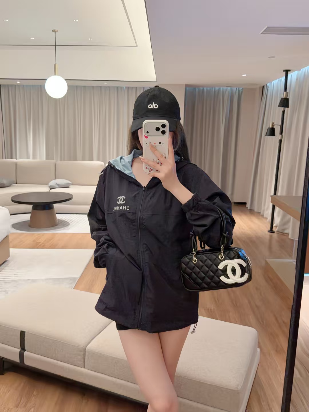 CC Hooded Double-C Logo Lightweight Windbreaker Jacket