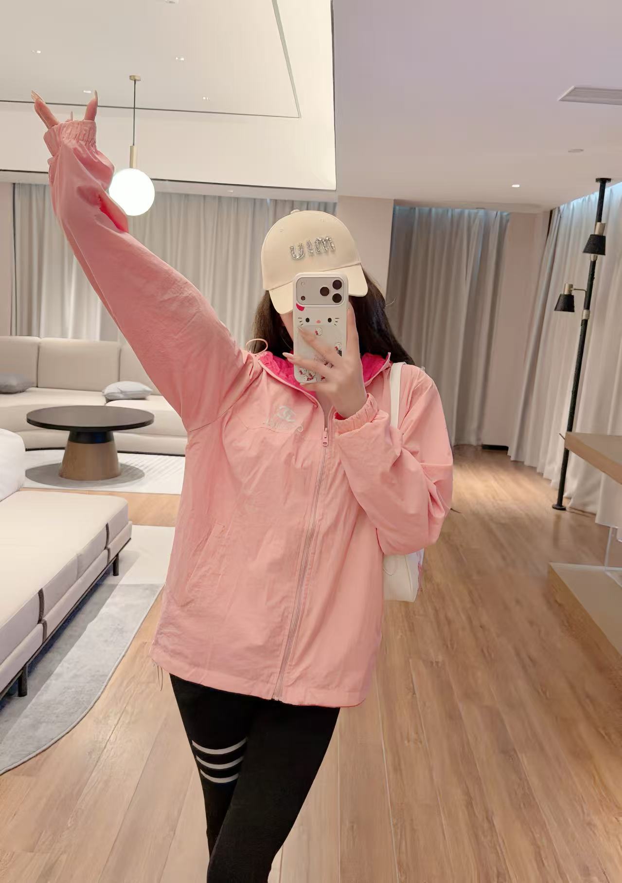 CC Hooded Double-C Logo Lightweight Windbreaker Jacket