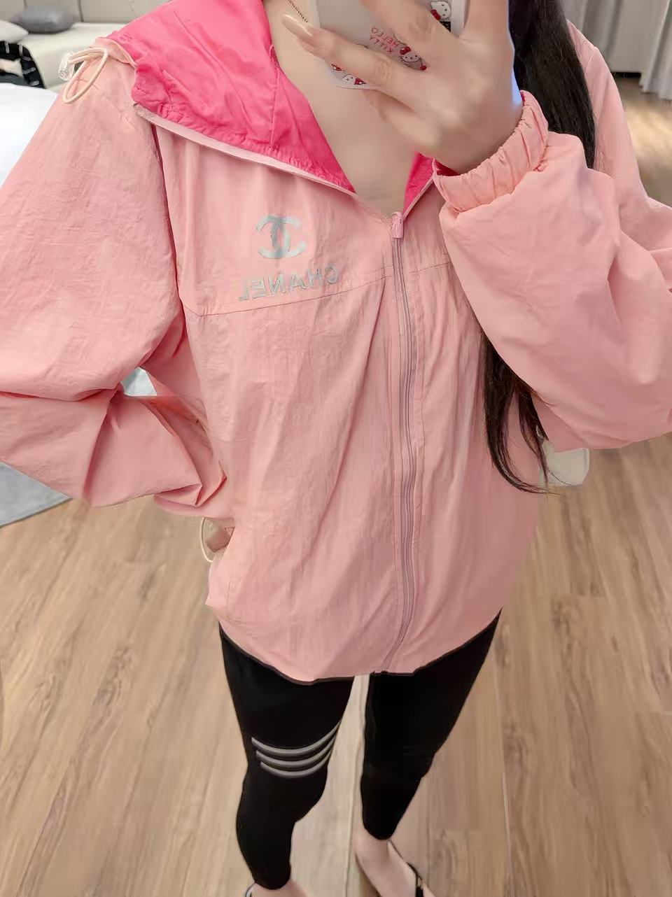CC Hooded Double-C Logo Lightweight Windbreaker Jacket
