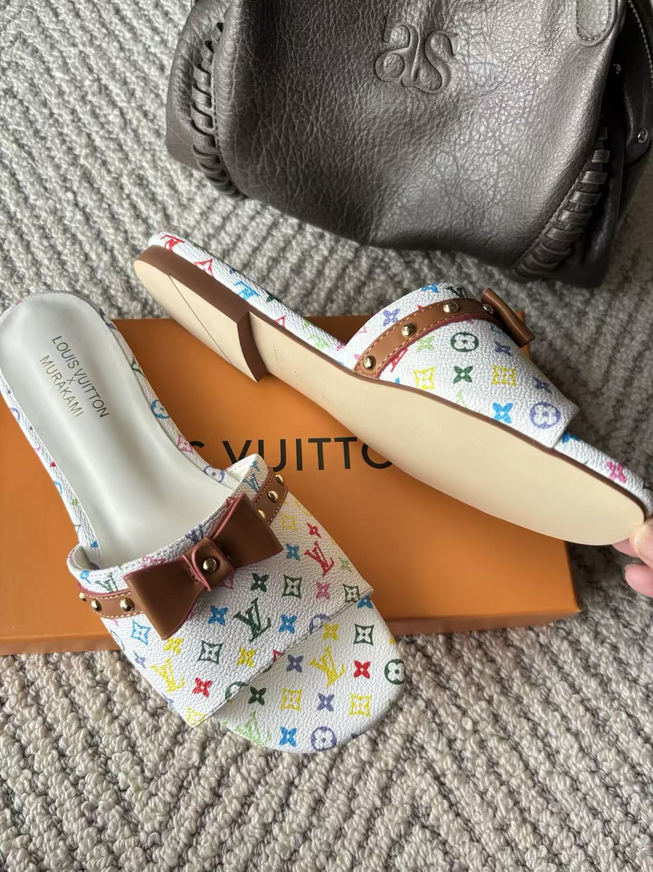 LV Monogram Bow Slip-On Slippers
