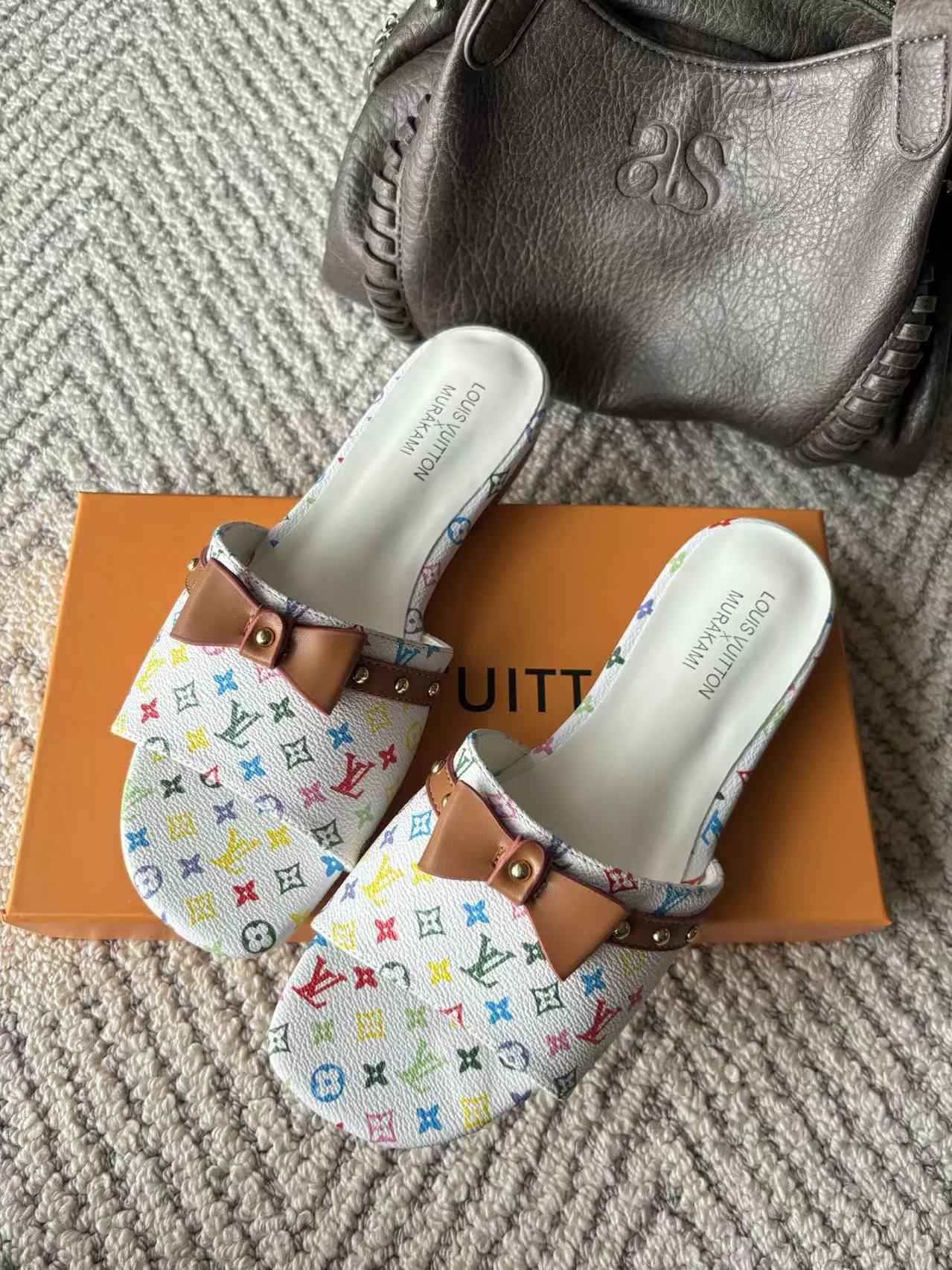 LV Monogram Bow Slip-On Slippers