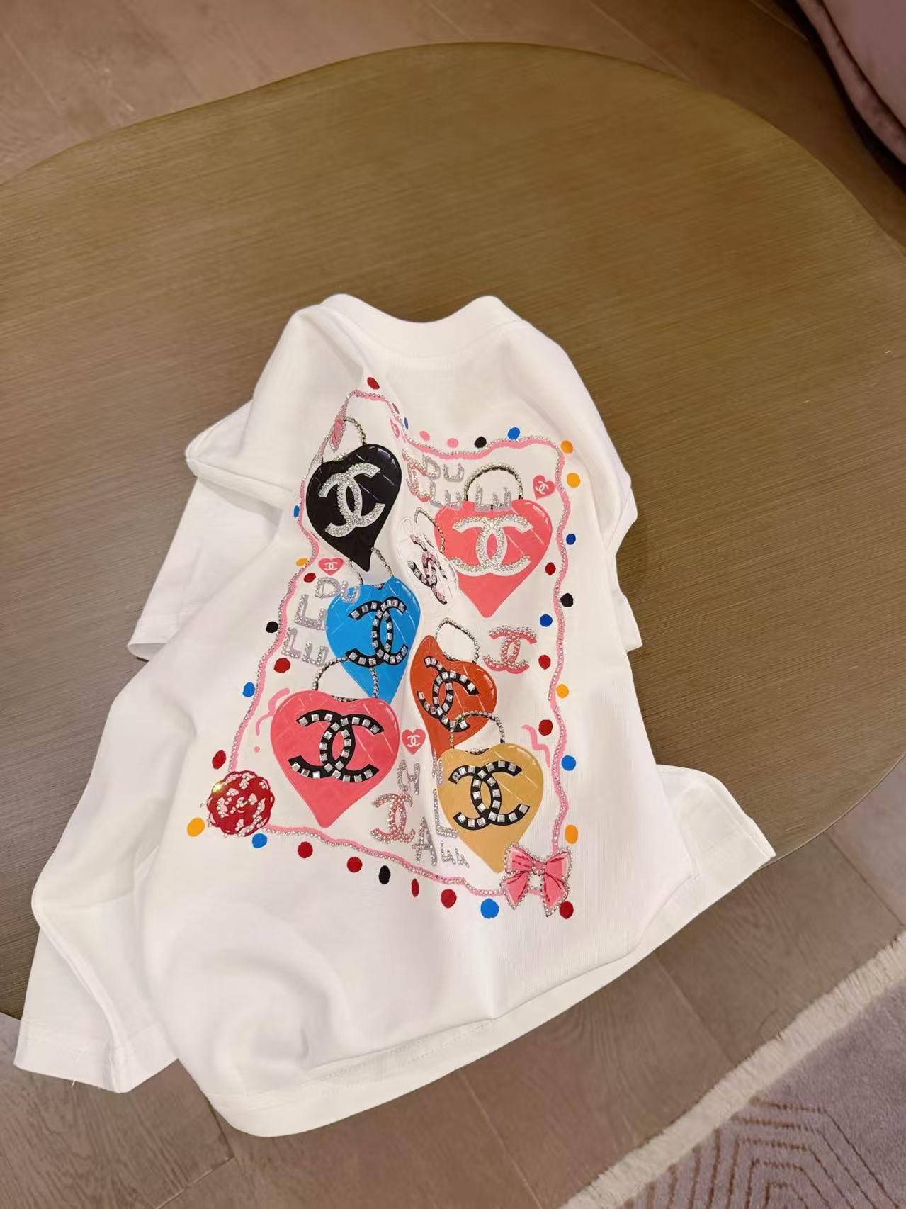 CC Double-C Logo Colorful Heart Short-Sleeve T-Shirt