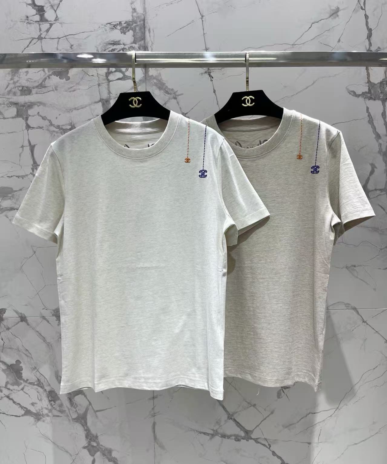CC Double-C Logo Embroidered Round-Neck Short-Sleeve T-Shirt