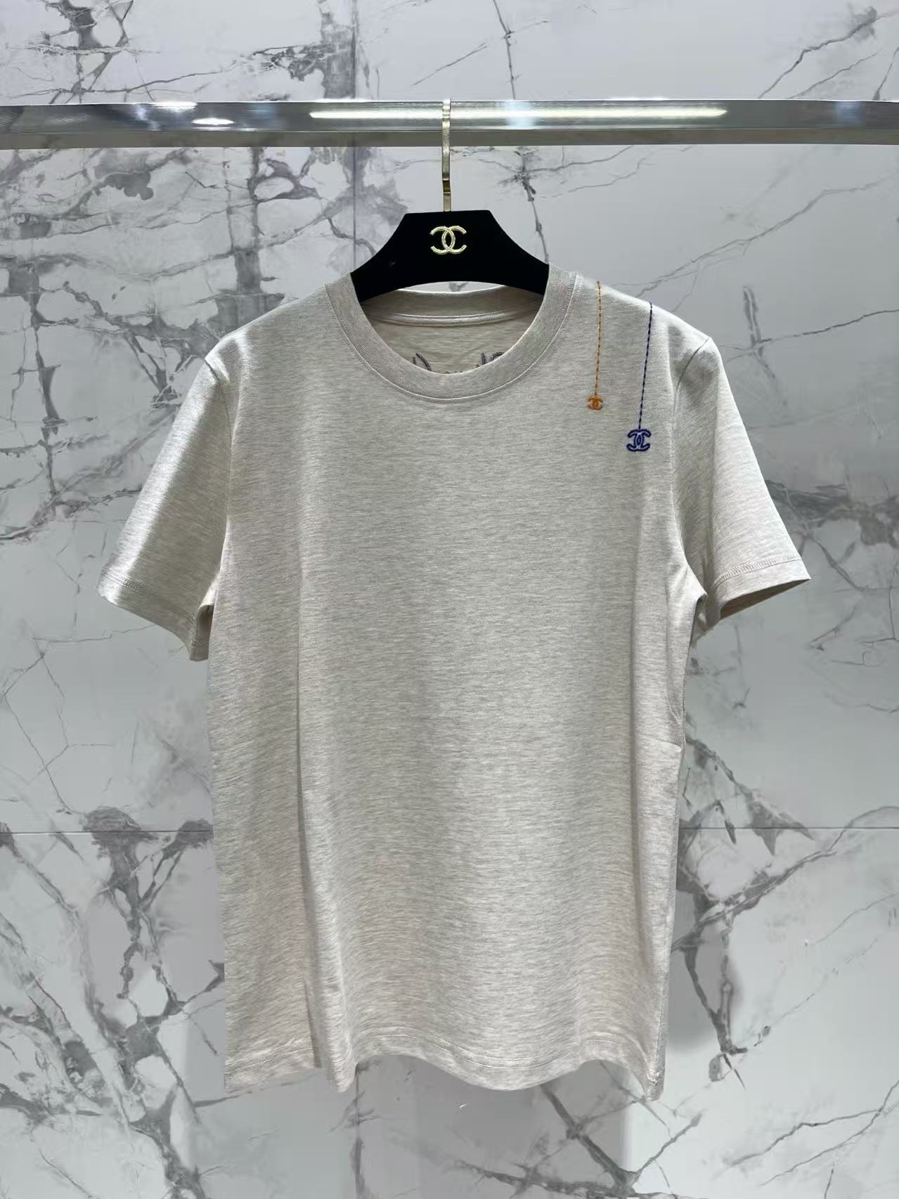 CC Double-C Logo Embroidered Round-Neck Short-Sleeve T-Shirt