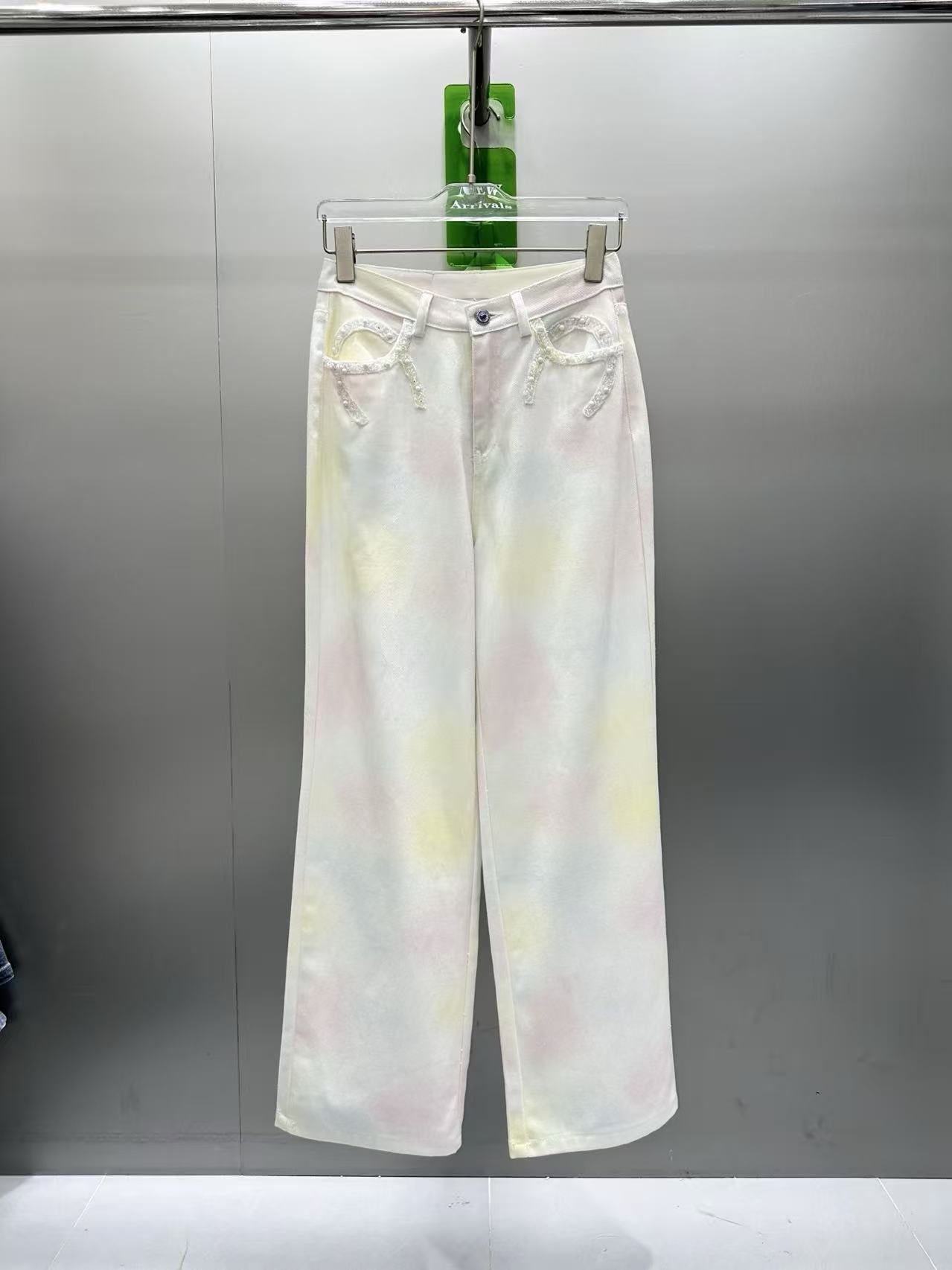 CC Iridescent Gradient High-Waist Wide-Leg Jeans
