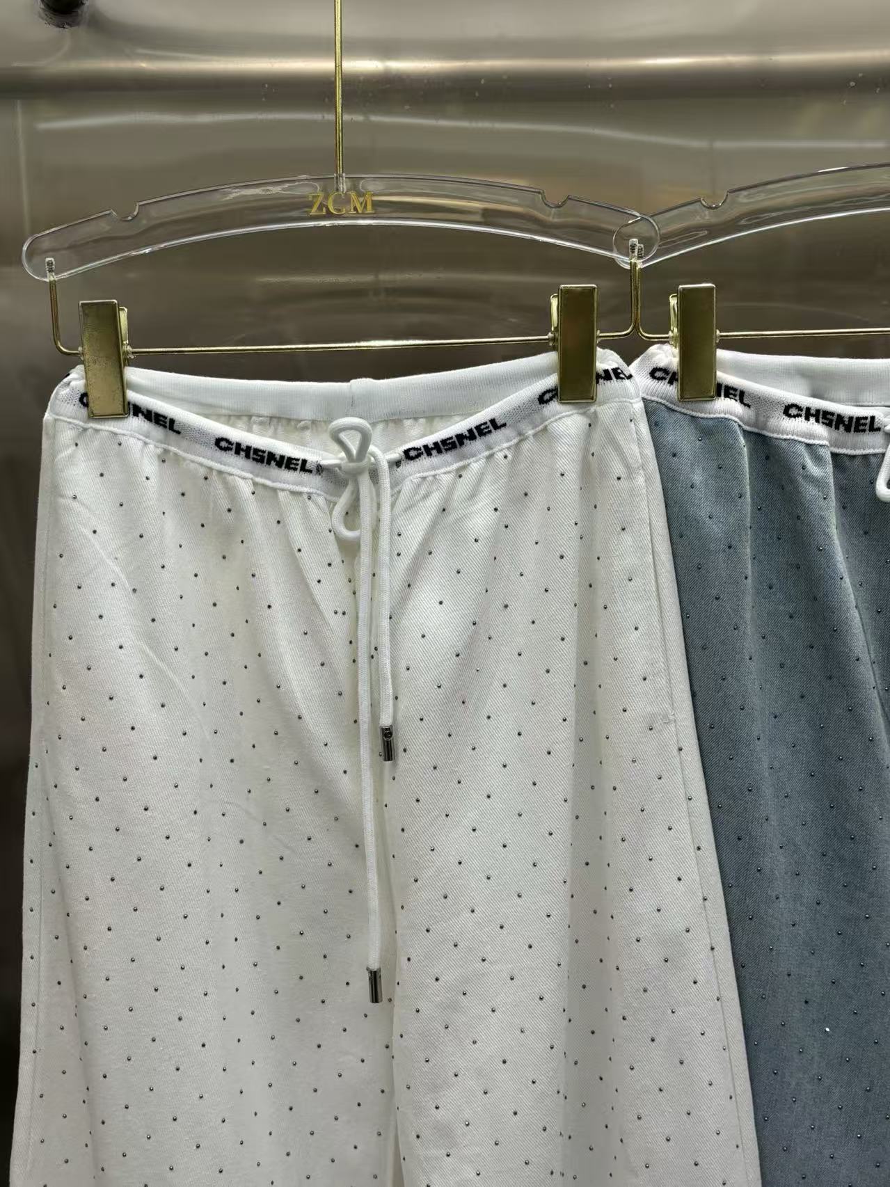 CC Polka Dot Elastic Waist Drapey Wide-Leg Pants