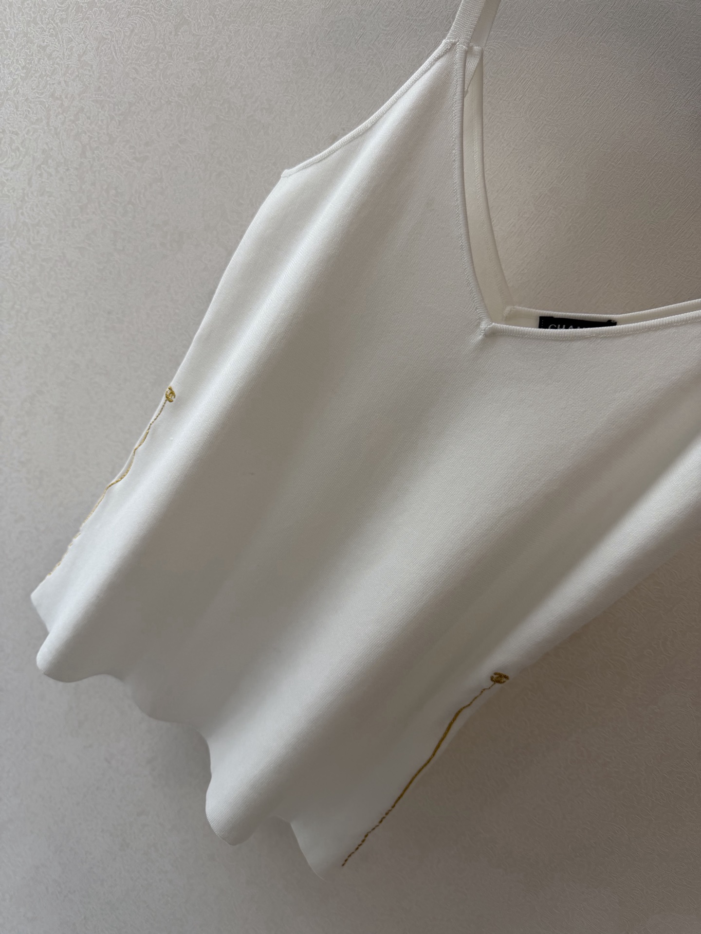 'Little Cha' Gold Thread Embroidery Knit Camisole