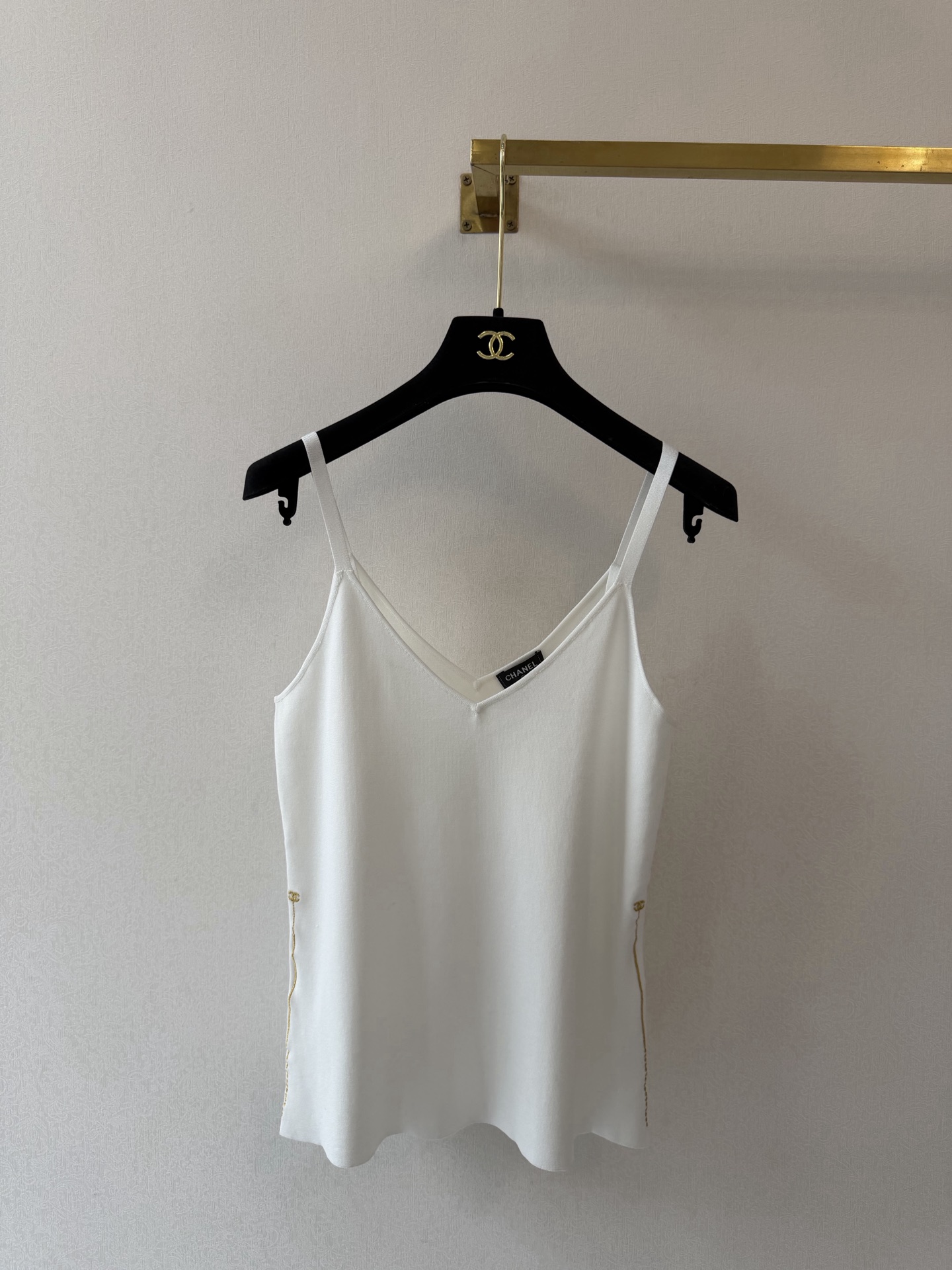 'Little Cha' Gold Thread Embroidery Knit Camisole