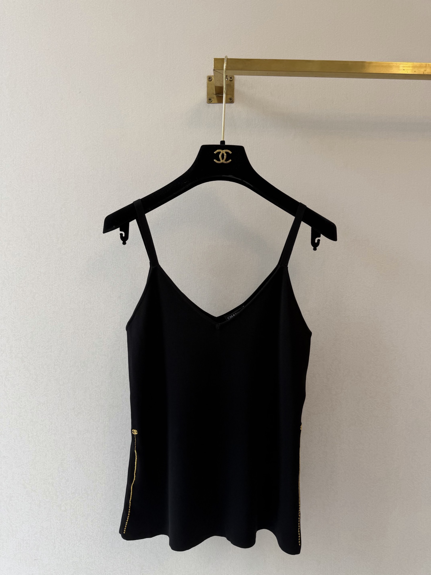 'Little Cha' Gold Thread Embroidery Knit Camisole