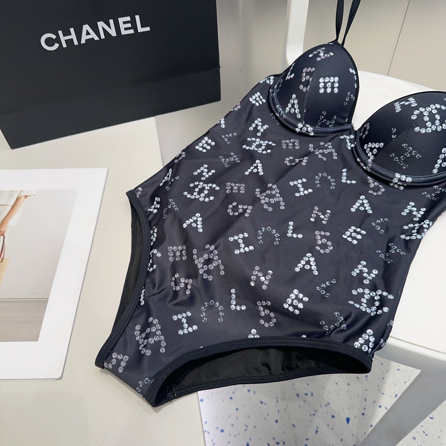CHANE three-dimensional print one-piece swimsuit