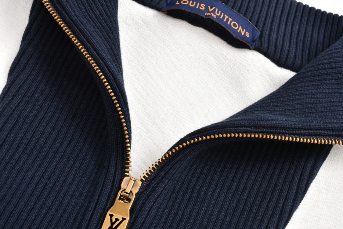 1V Stand up collar color blocked zipper sweater jacket