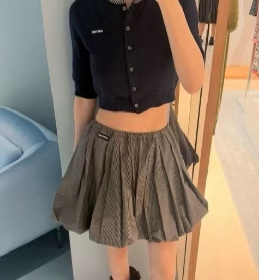 Mi Logo Plaid Mini Skirt Women's Wear