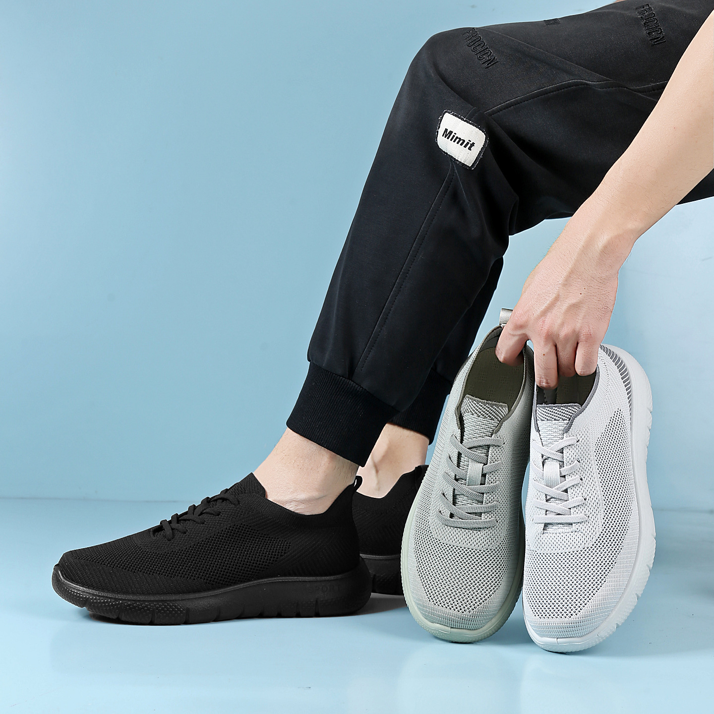 Men's Lightweight Knit Walking Sneakers with Soft Sole