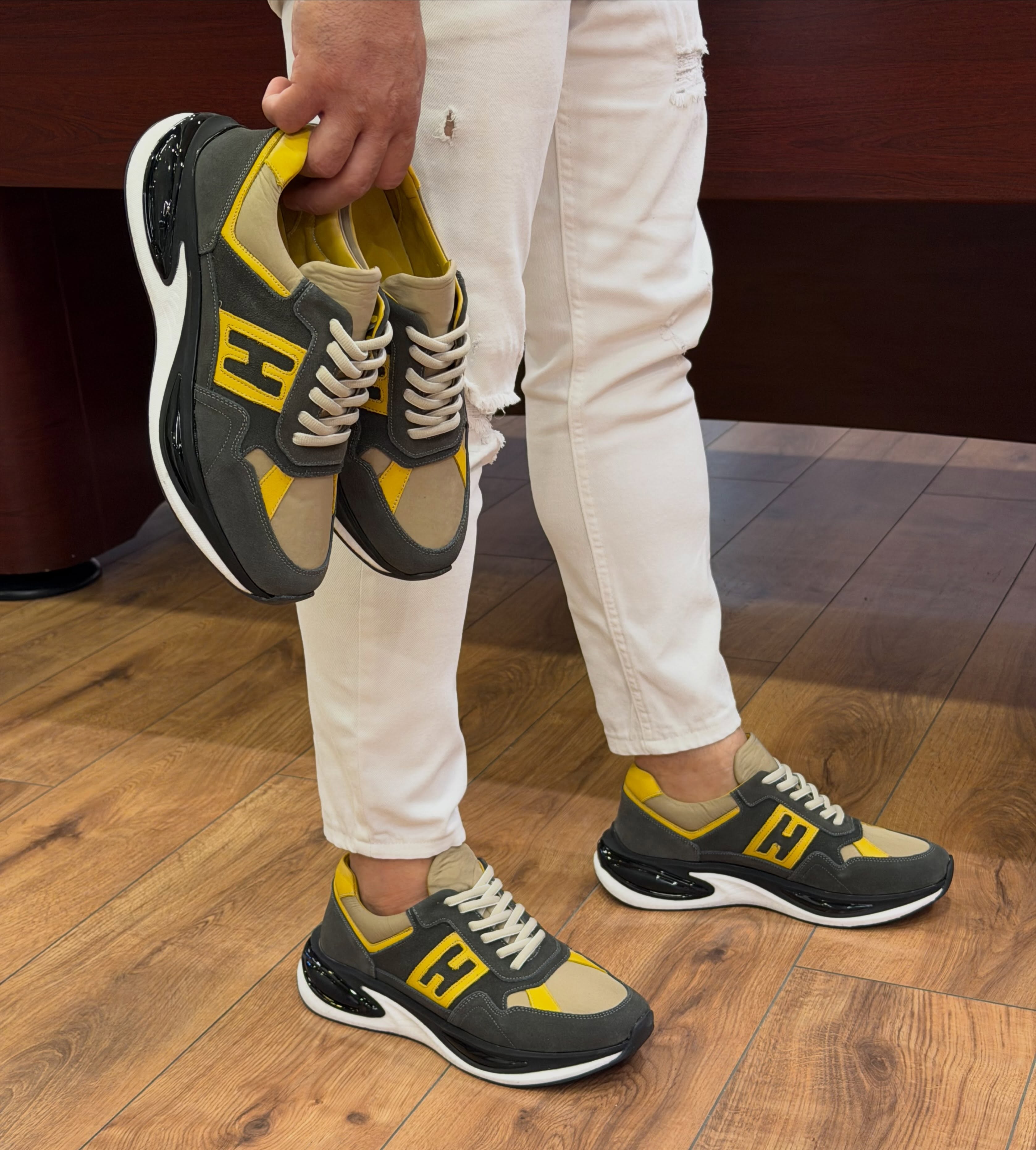 Suede Lace Up Sneaker with Bold Logo Patch and Air Cushion Sole for Sporty Urban Style