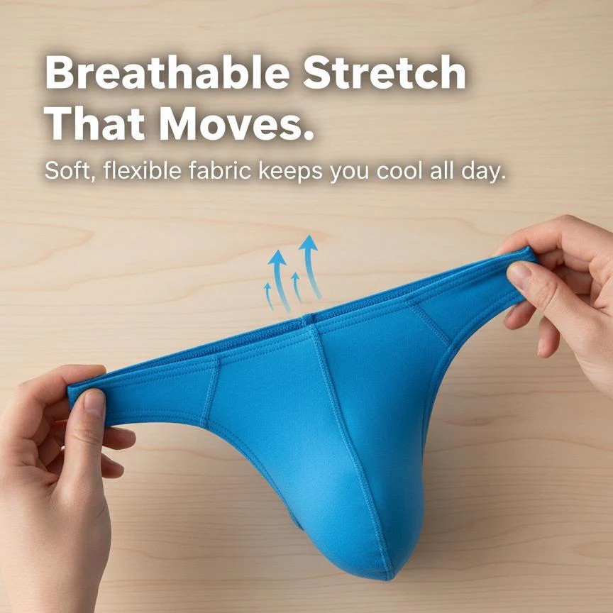 Low Rise Seamless Thong with U Contour Pouch and Wide Elastic Waistband