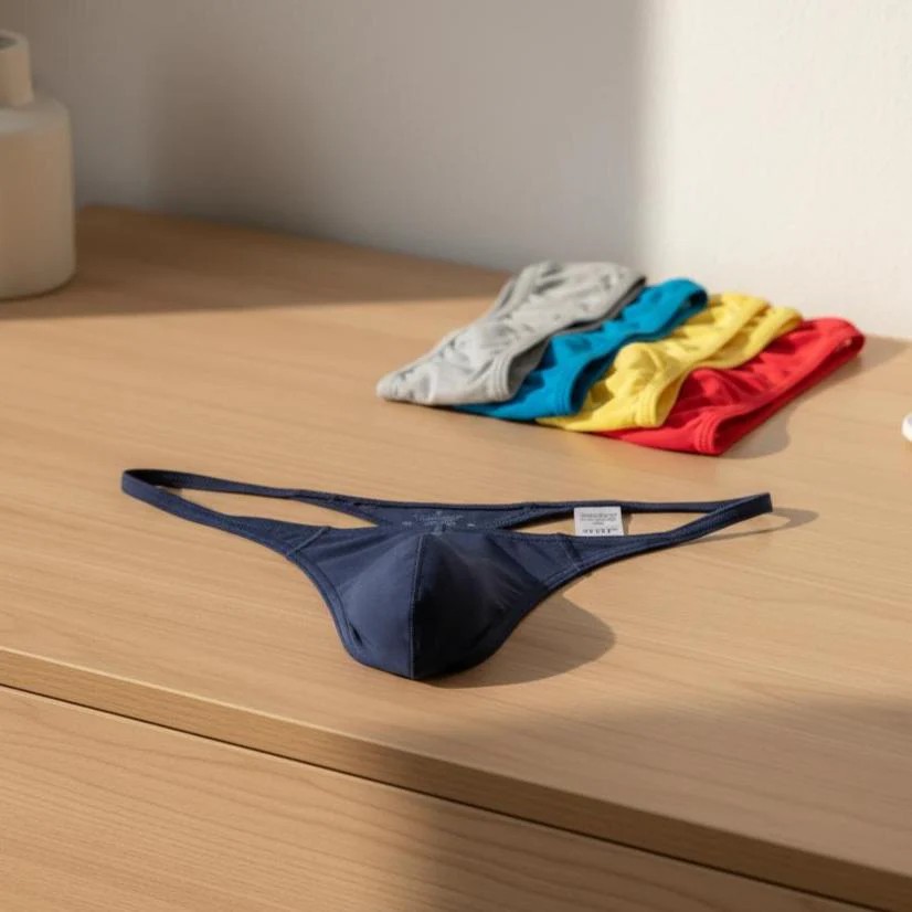 Low Rise Seamless Thong with U Contour Pouch and Wide Elastic Waistband
