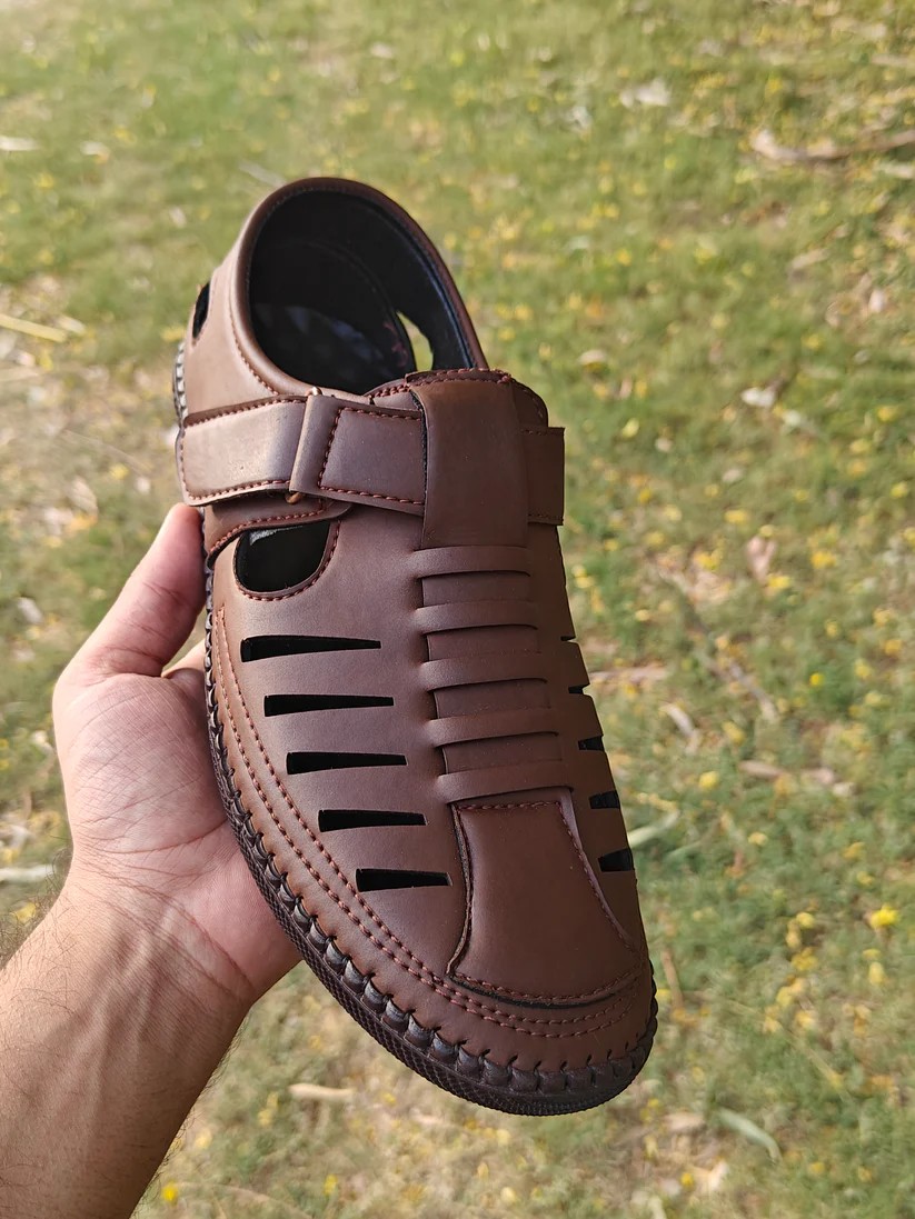 Genuine Leather Sandals with Adjustable Strap