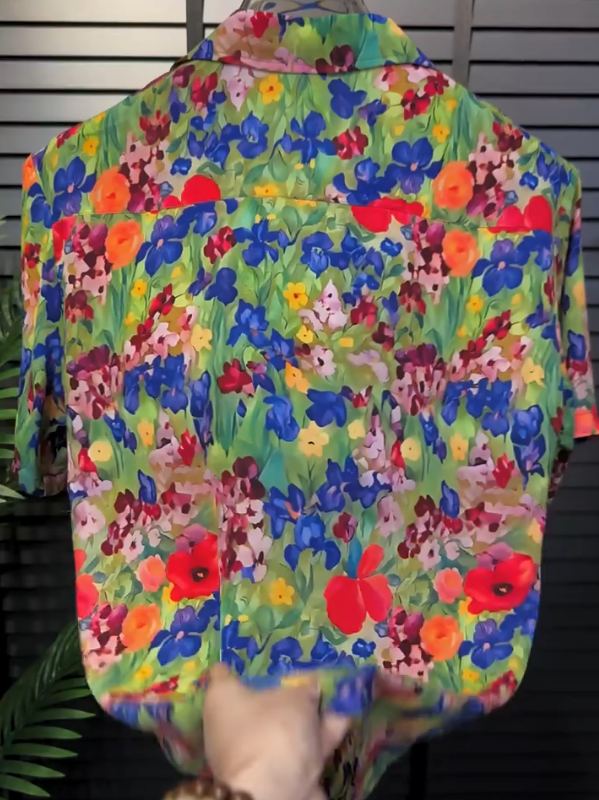 Vibrant Garden Cuban Collar Shirt